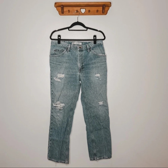 Lee | Regular‎ Fit Medium Wash Distressed Jeans - Picture 1 of 8